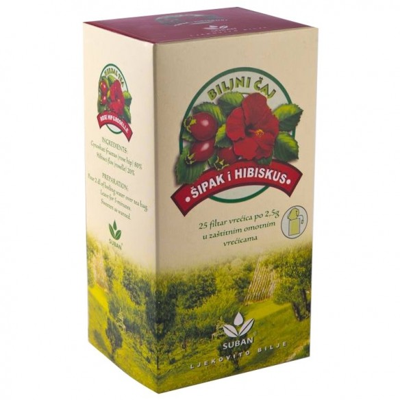 Suban Šipak + hibiskus čaj filter vrećice Suban Šipak + hibiskus čaj filter vrećice