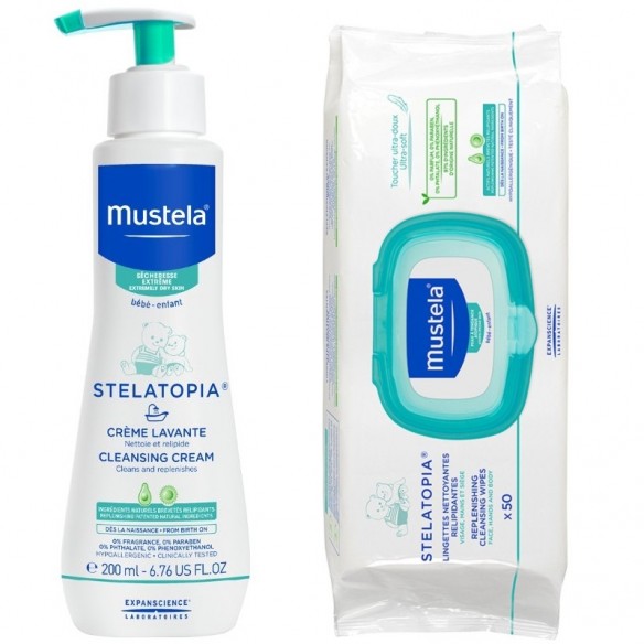 Mustela Stelatopia tekući sindet za pranje 200 ml + Stelatopia vlažne maramice 50 kom GRATIS Mustela Stelatopia tekući sindet za pranje 200 ml + Stelatopia vlažne maramice 50 kom GRATIS
