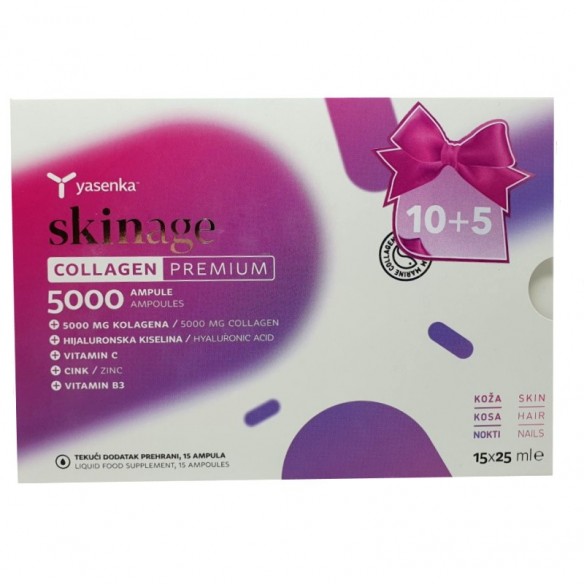 Yasenka Skinage Collagen Premium 5000 Ampule 10+5 GRATIS Yasenka Skinage Collagen Premium 5000 Ampule 10+5 GRATIS